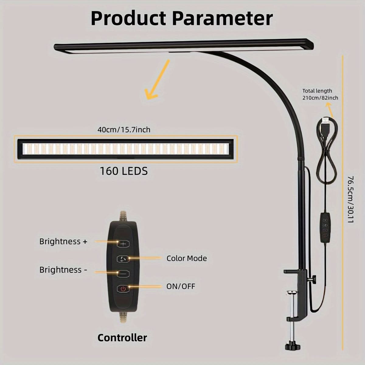 Adjustable LED Desk Lamp with Multiple Color Settings and Brightness Control