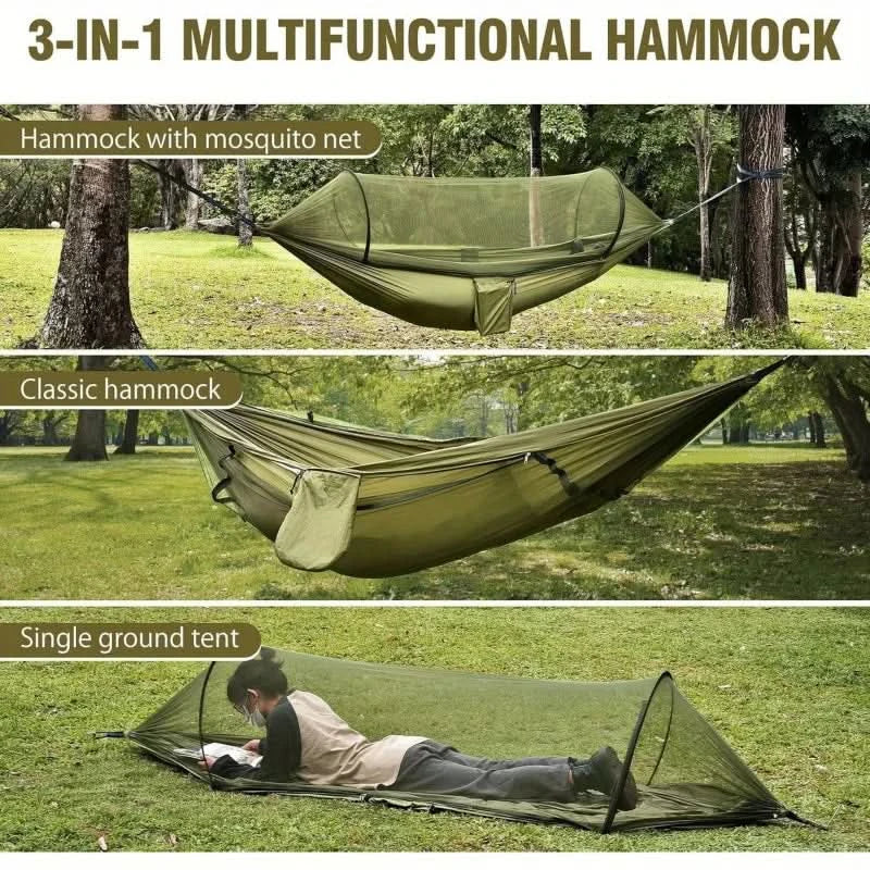 Portable Outdoor Hammock with Built-in Bug Net
