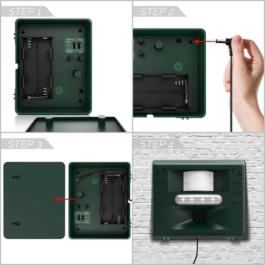 Solar-Powered Bird Deterrent with LED and Ultrasonic Features