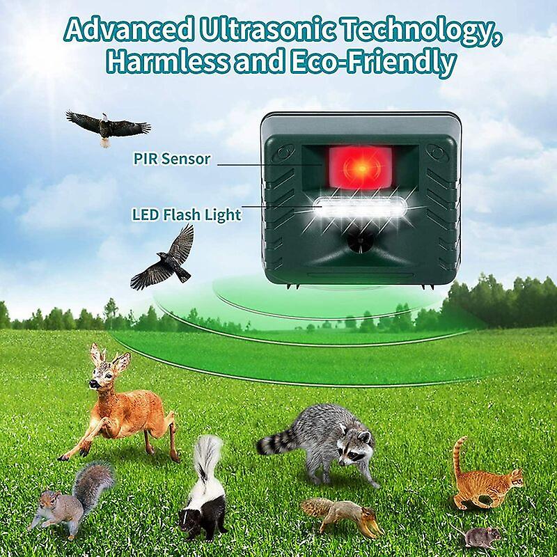 Solar-Powered Bird Deterrent with LED and Ultrasonic Features