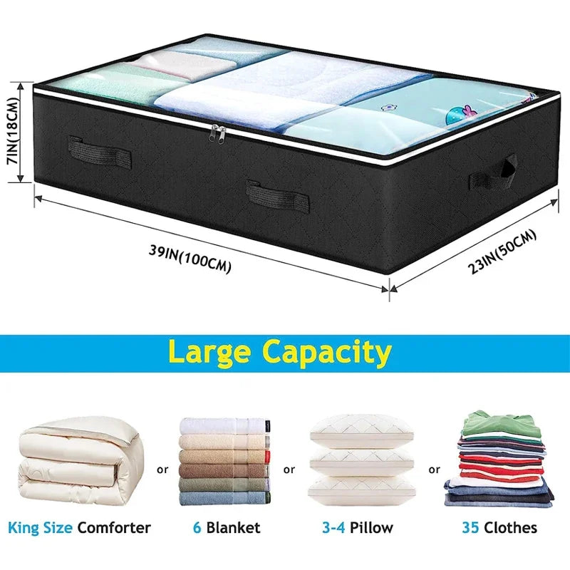 Underbed Storage Bags | Foldable Space Saver | Clear Lid