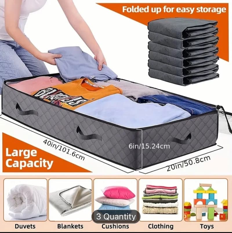 Underbed Storage Bags | Foldable Space Saver | Clear Lid