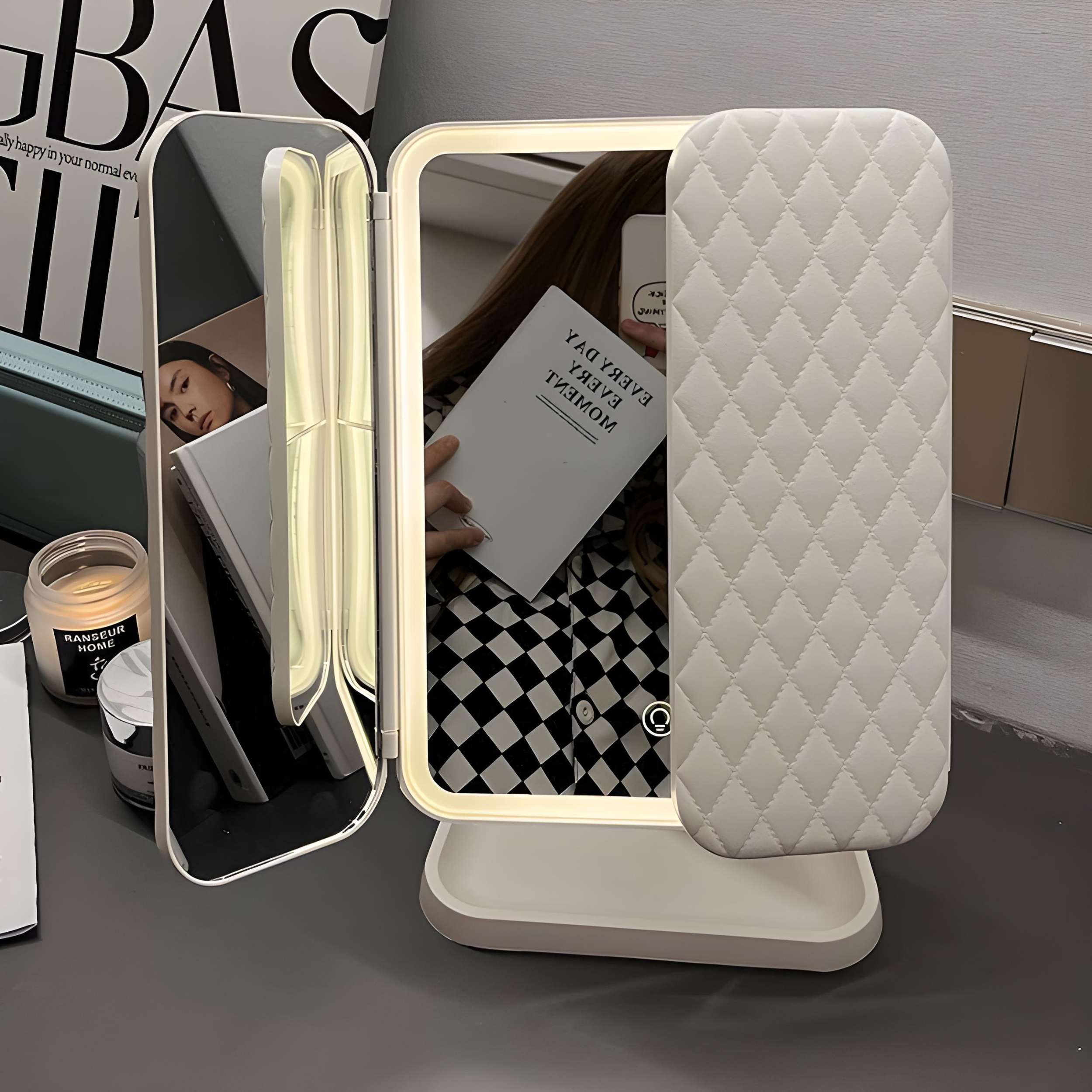 Compact Rechargeable LED Makeup Mirror with Dual Magnification