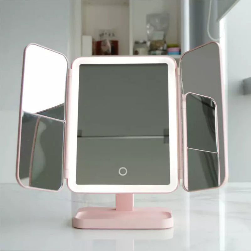 Compact Rechargeable LED Makeup Mirror with Dual Magnification