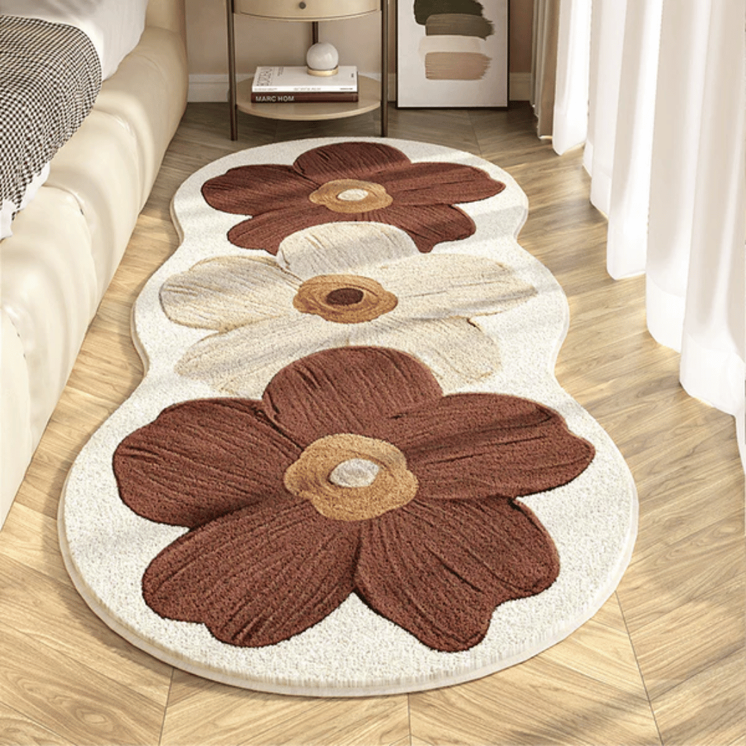 Elegant Oversized Flower Runner Rug with Non-Slip Backing