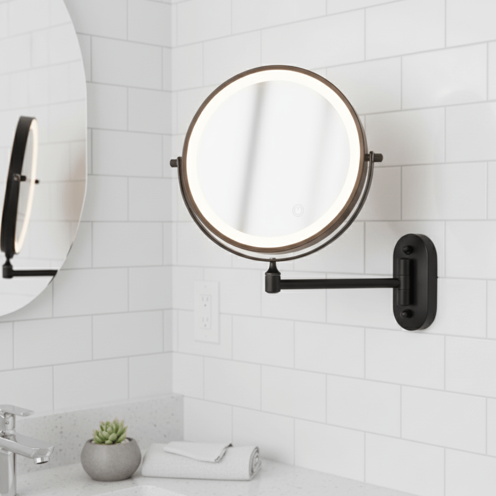 LED Wall-Mounted Magnifying Mirror | Adjustable Brightness | Rechargeable