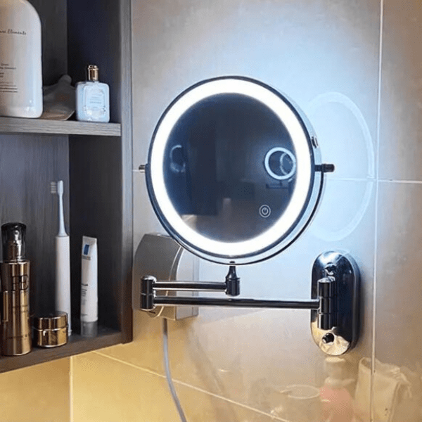 LED Wall-Mounted Magnifying Mirror | Adjustable Brightness | Rechargeable