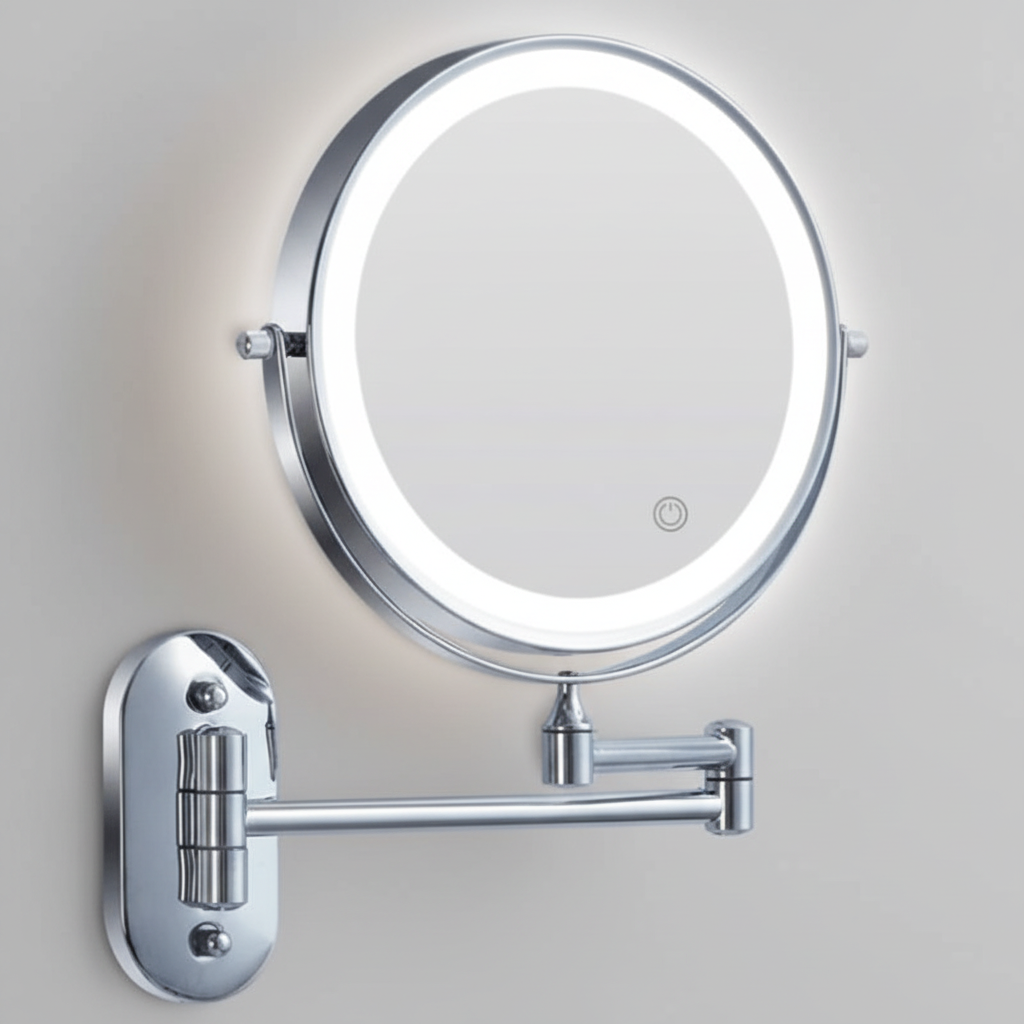 LED Wall-Mounted Magnifying Mirror | Adjustable Brightness | Rechargeable