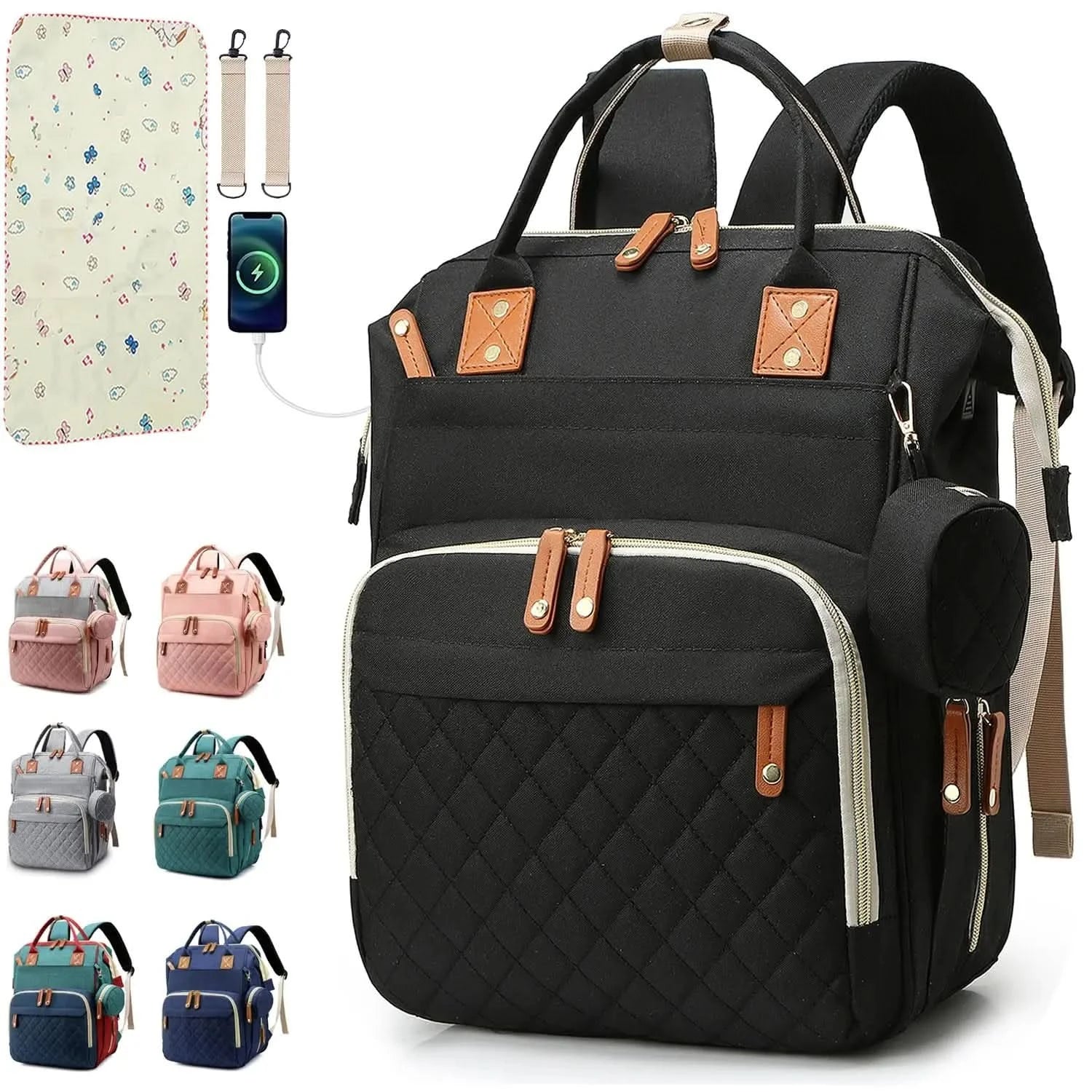 Multi-Functional Backpack Diaper Bag with Changing Mat and Pacifier Holder