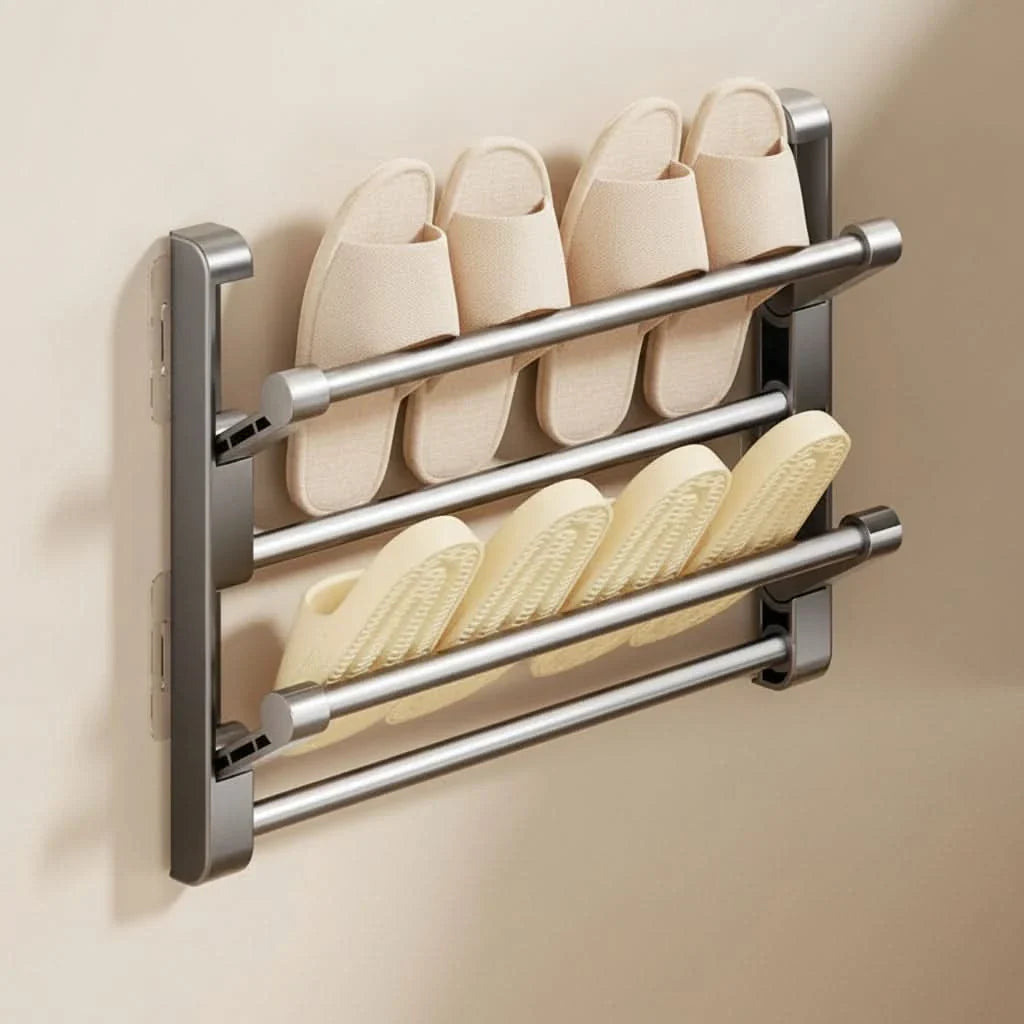Bathroom Organizer - Wall-Mounted Slipper Storage Rack