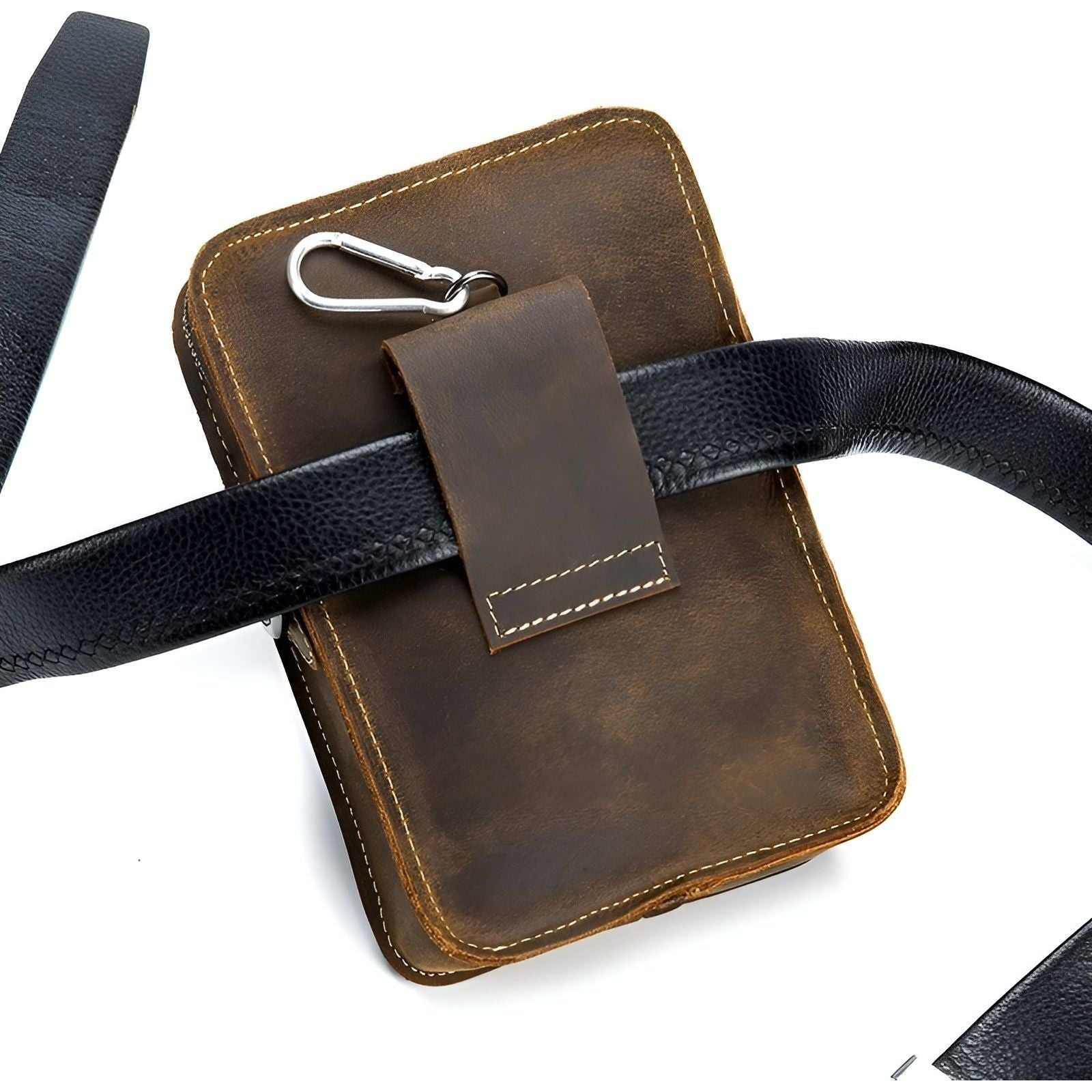Urban Explorer Men's Leather Crossbody Bag with Pockets