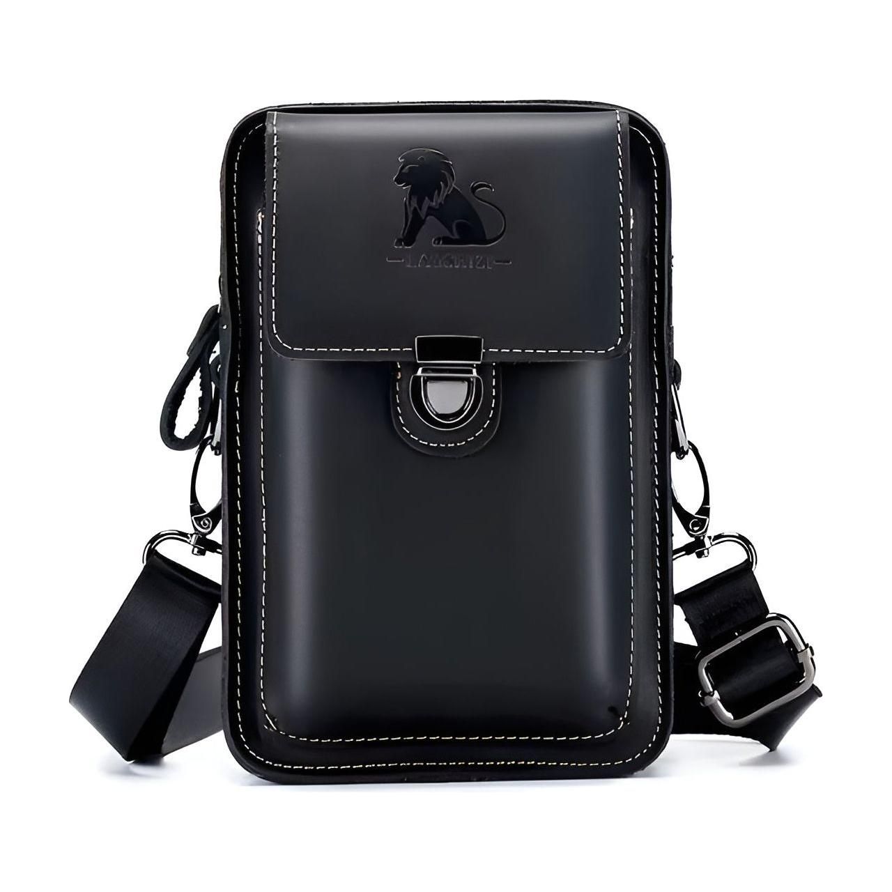 Urban Explorer Men's Leather Crossbody Bag with Pockets