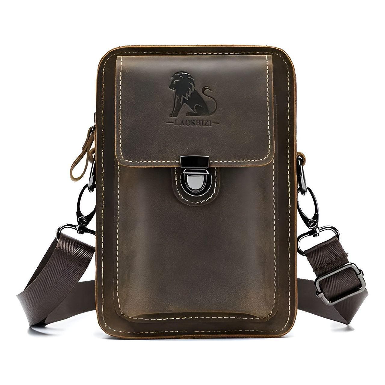 Urban Explorer Men's Leather Crossbody Bag with Pockets