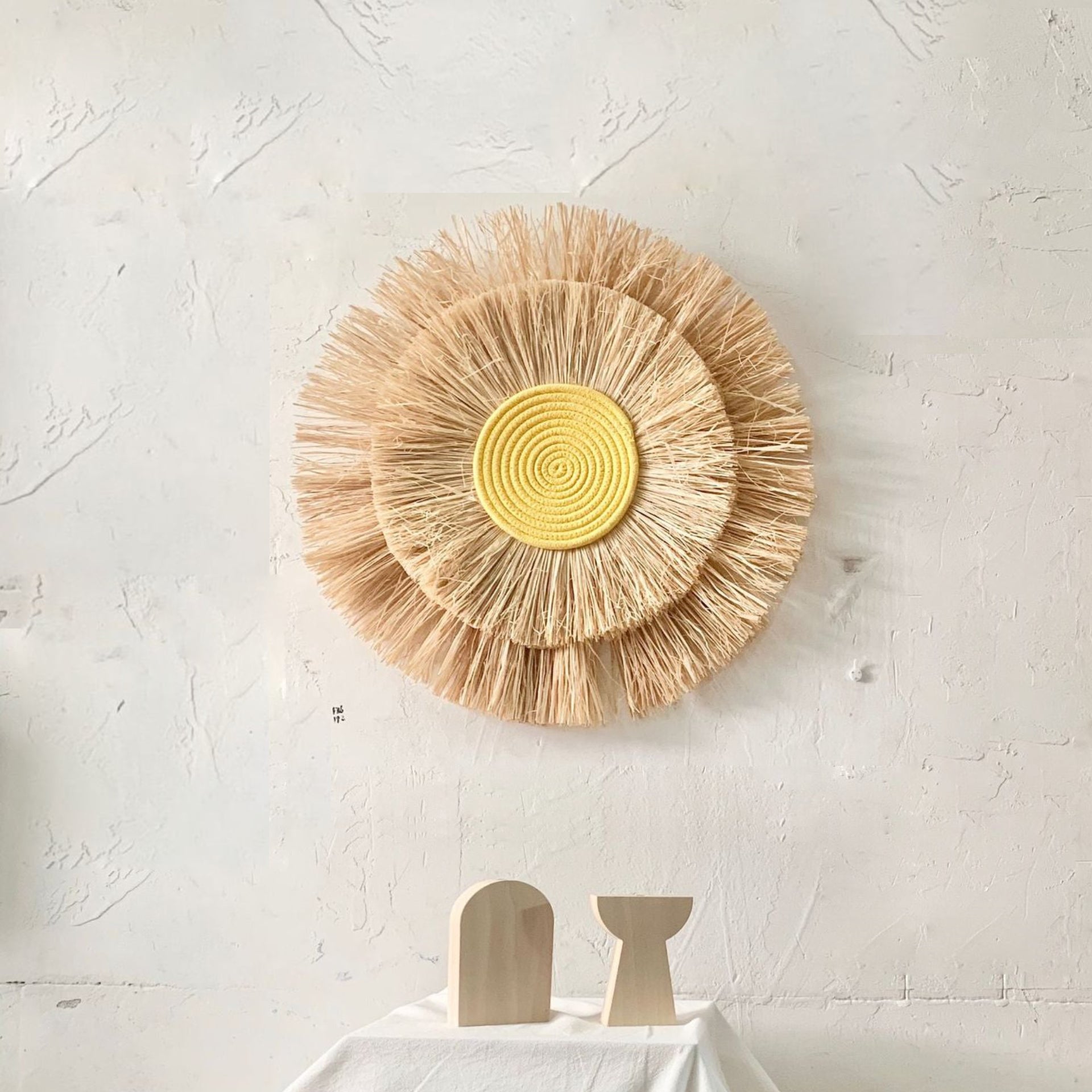 Handcrafted Sun and Moon Wall Hanging in Earthy Tones
