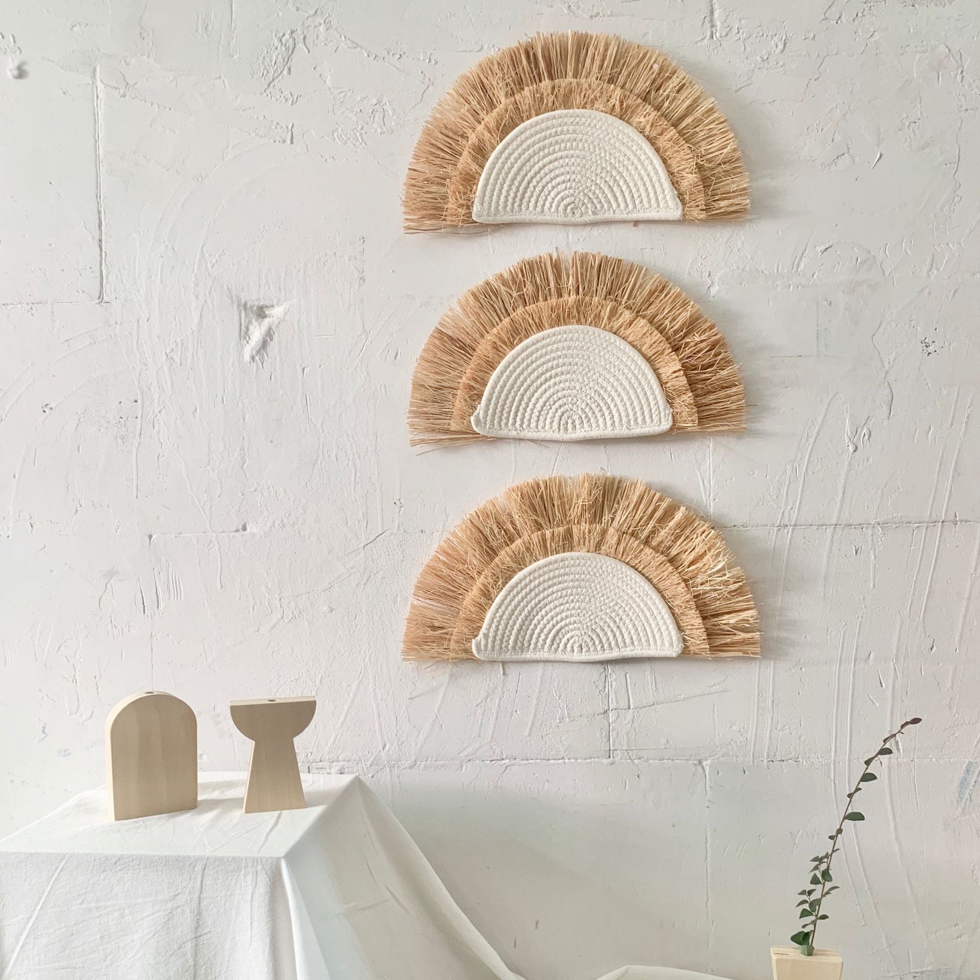 Handcrafted Sun and Moon Wall Hanging in Earthy Tones