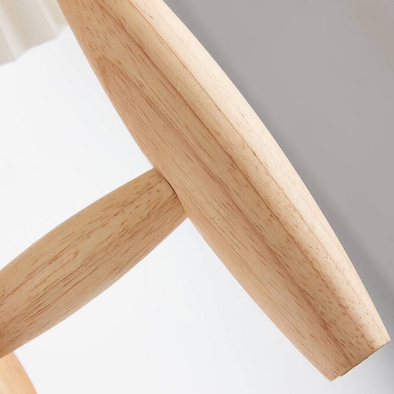 Elegant Indoor Wall Light with Pleated Shade and Wooden Accents
