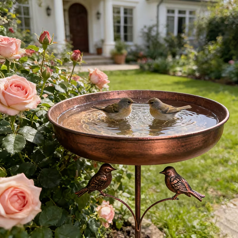 Bird Bath with Stand | Sturdy Metal Bowl