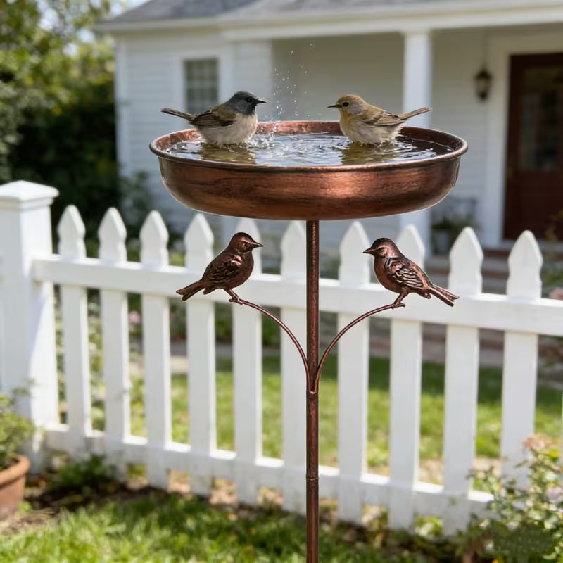 Bird Bath with Stand | Sturdy Metal Bowl