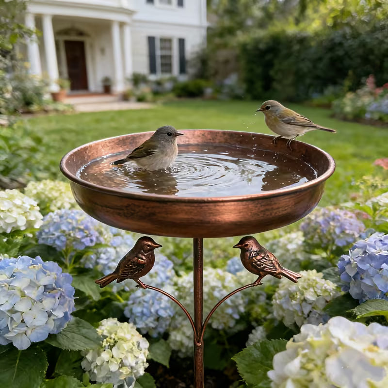 Bird Bath with Stand | Sturdy Metal Bowl