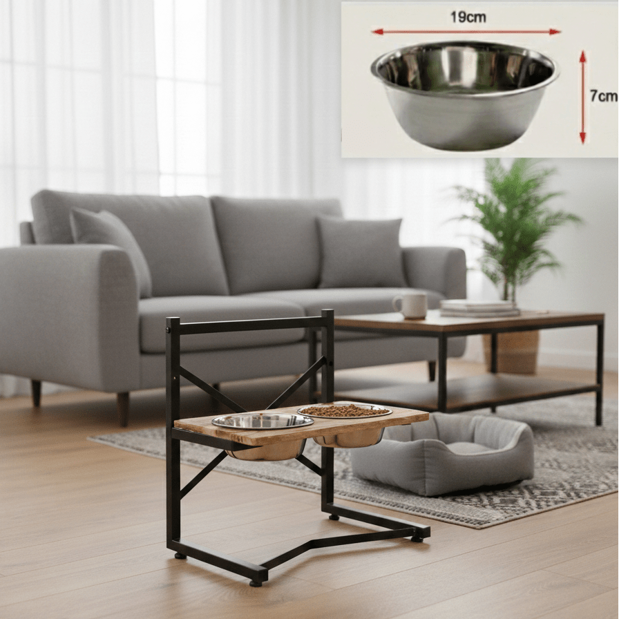 Ergonomic Pet Feeding Station with Stainless Steel Bowls