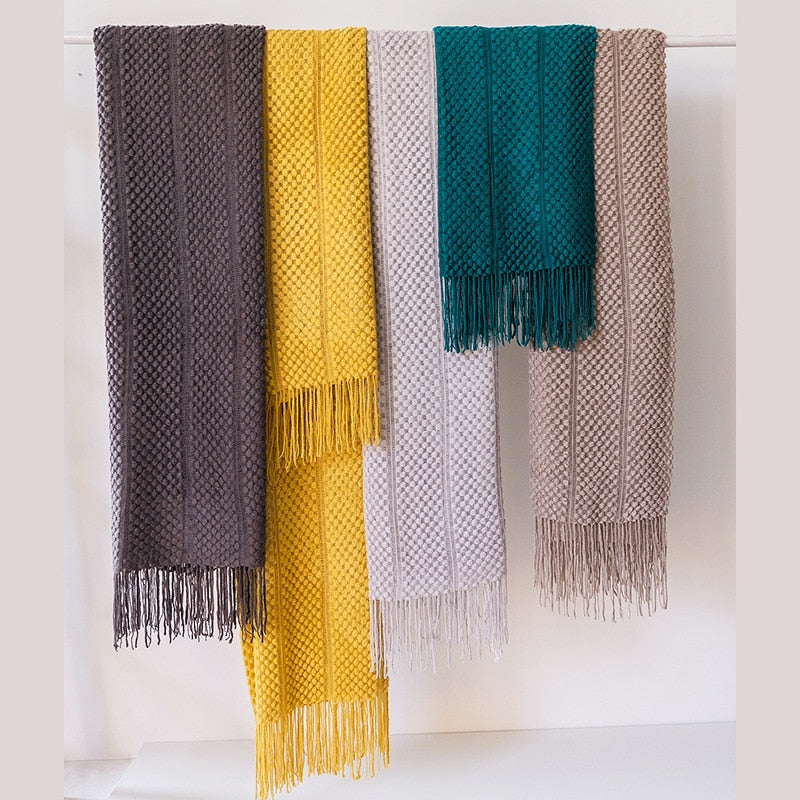 Cozy Textured Blanket, Soft Acrylic, 50 × 79 Inches, Easy Care