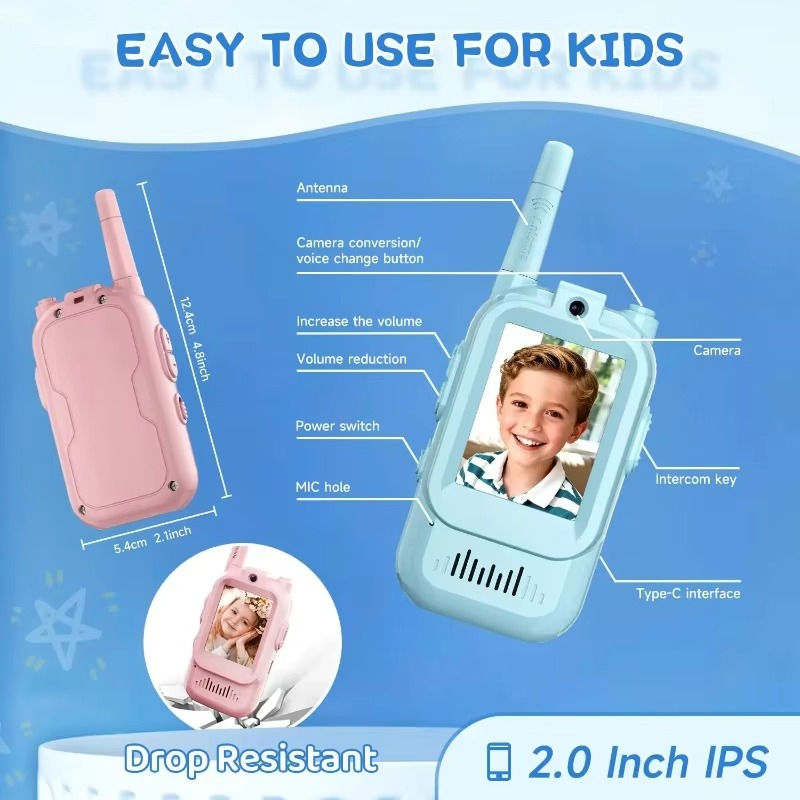 Rechargeable Walkie-Talkie with Live Video and Voice Connection via USB C