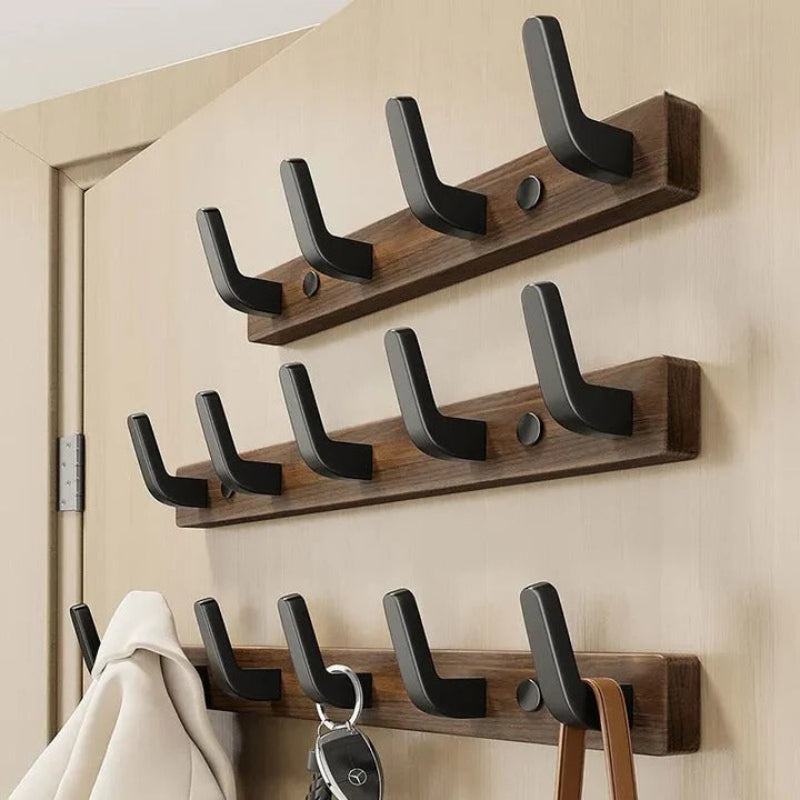 Sleek Wall-Mounted Hanger - Modern Wood & Metal Design