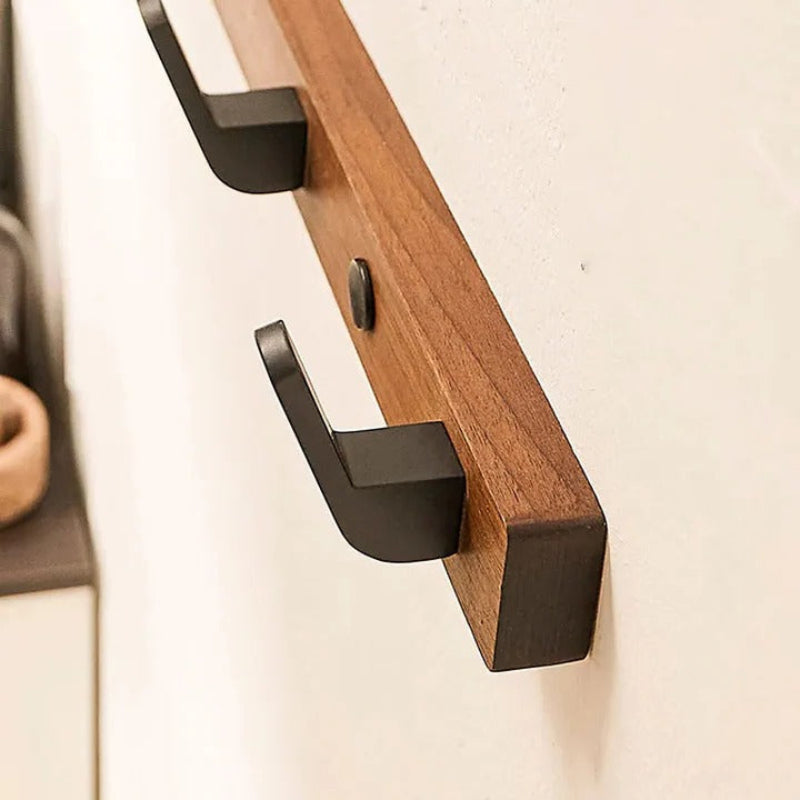 Sleek Wall-Mounted Hanger - Modern Wood & Metal Design