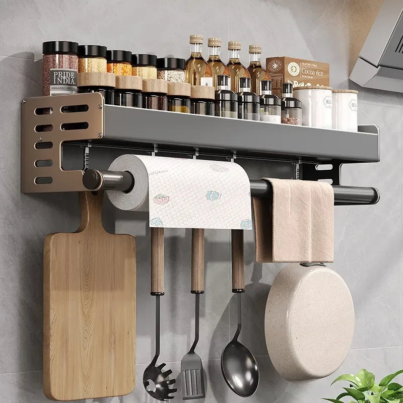 Versatile Wall-Mounted Spice Organizer in Sleek Black