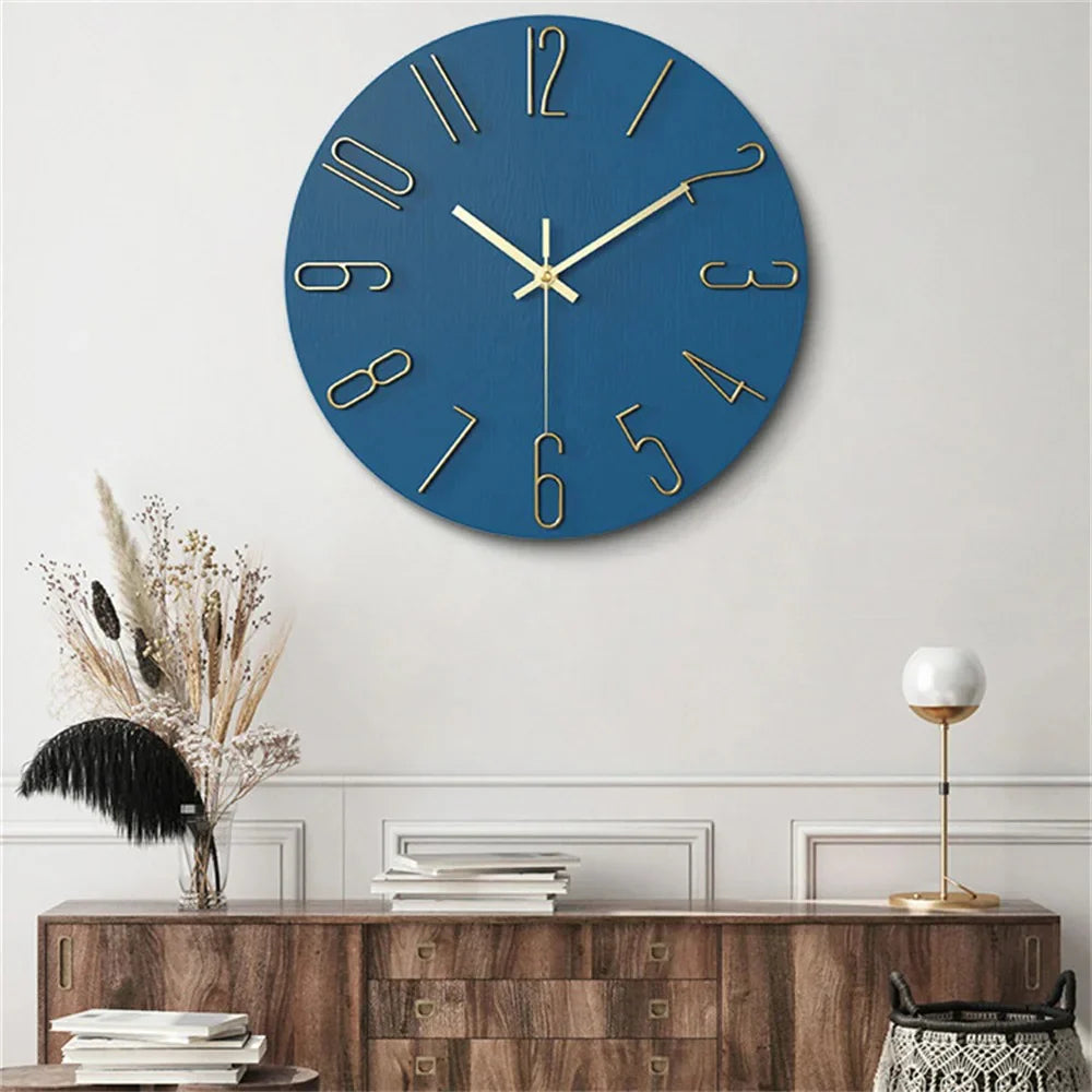 Modern Frameless Wall Clock with 3D Numbers and Silent Quartz Movement