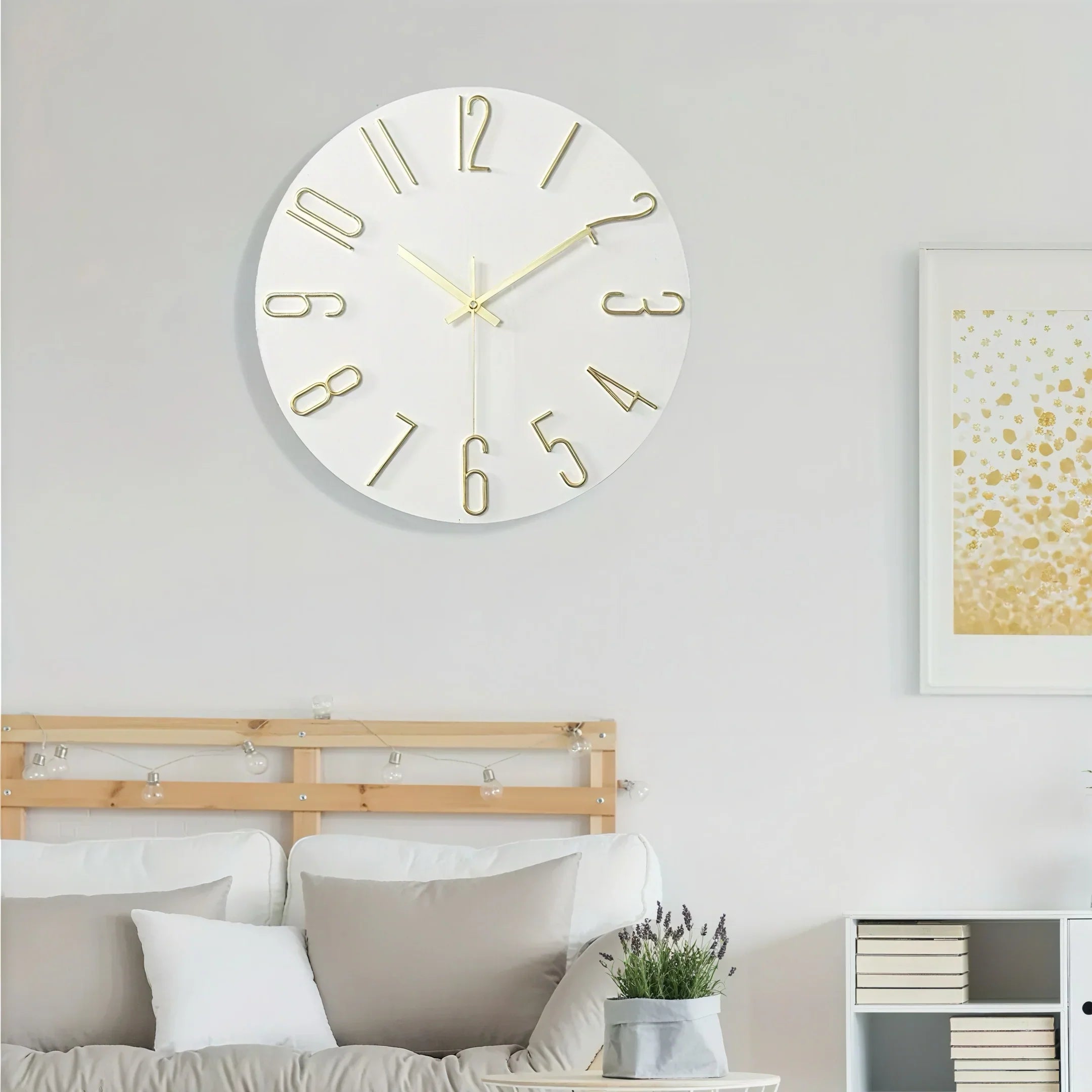 Modern Frameless Wall Clock with 3D Numbers and Silent Quartz Movement