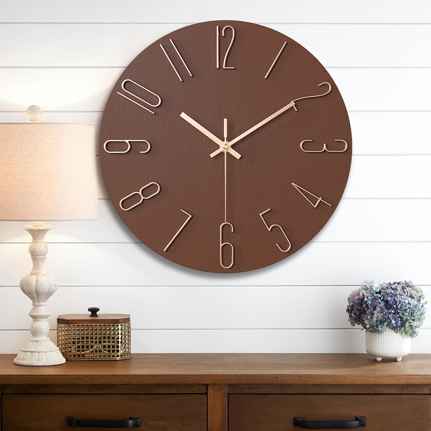 Modern Frameless Wall Clock with 3D Numbers and Silent Quartz Movement