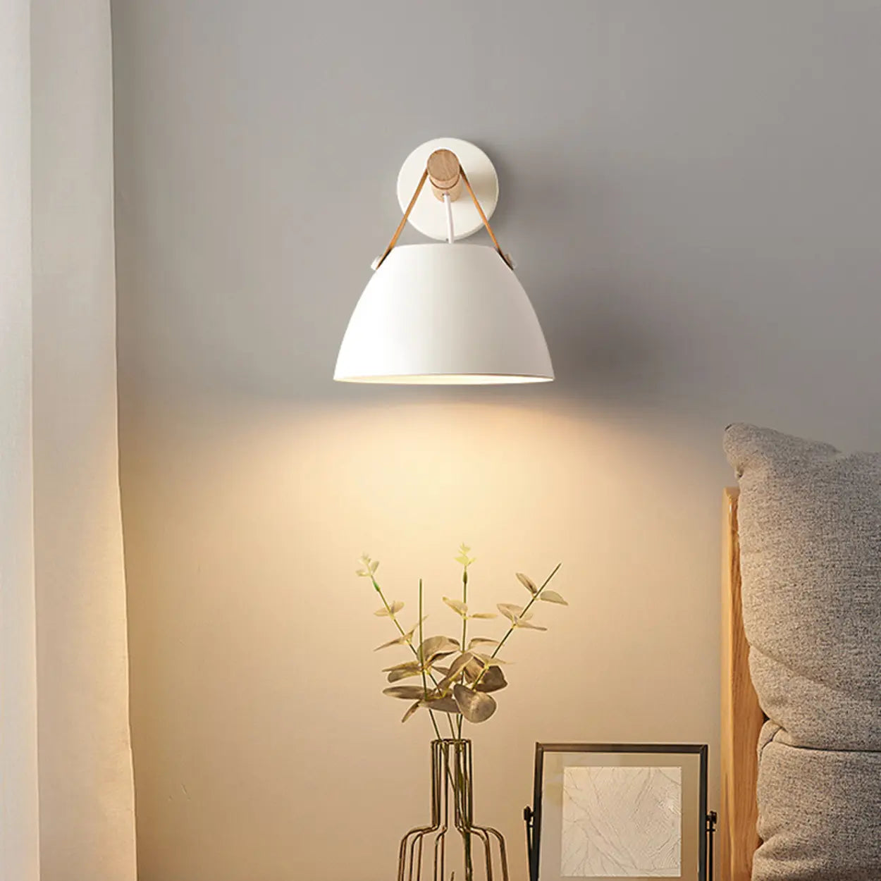 Stylish Indoor Cone Wall Light with Leather Strap