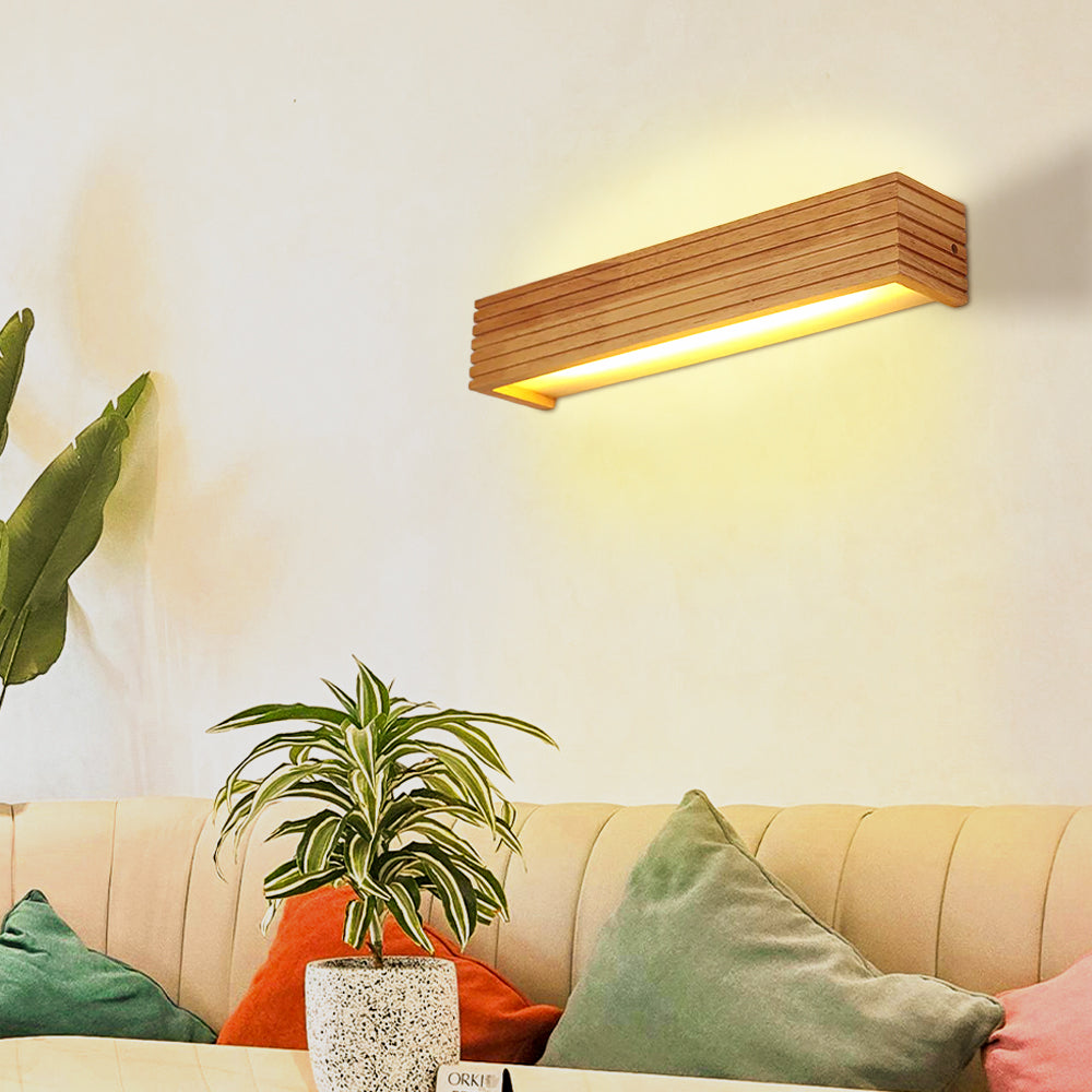 Stylish Wall-Mounted Light Fixture with Wooden Accent