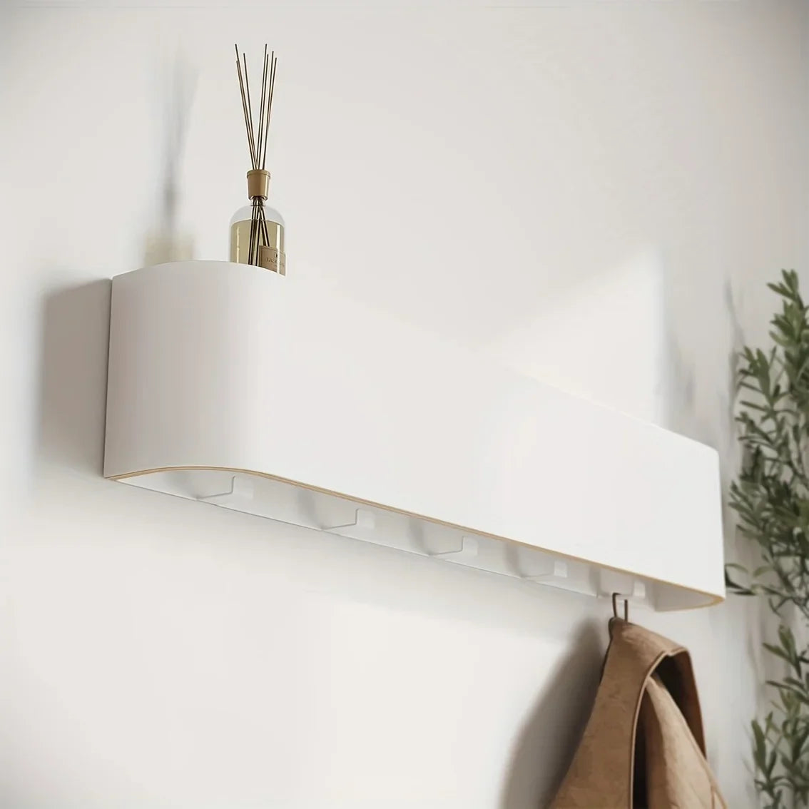 Stylish Space-Saving Coat Rack with Shelf and Foldable Hooks