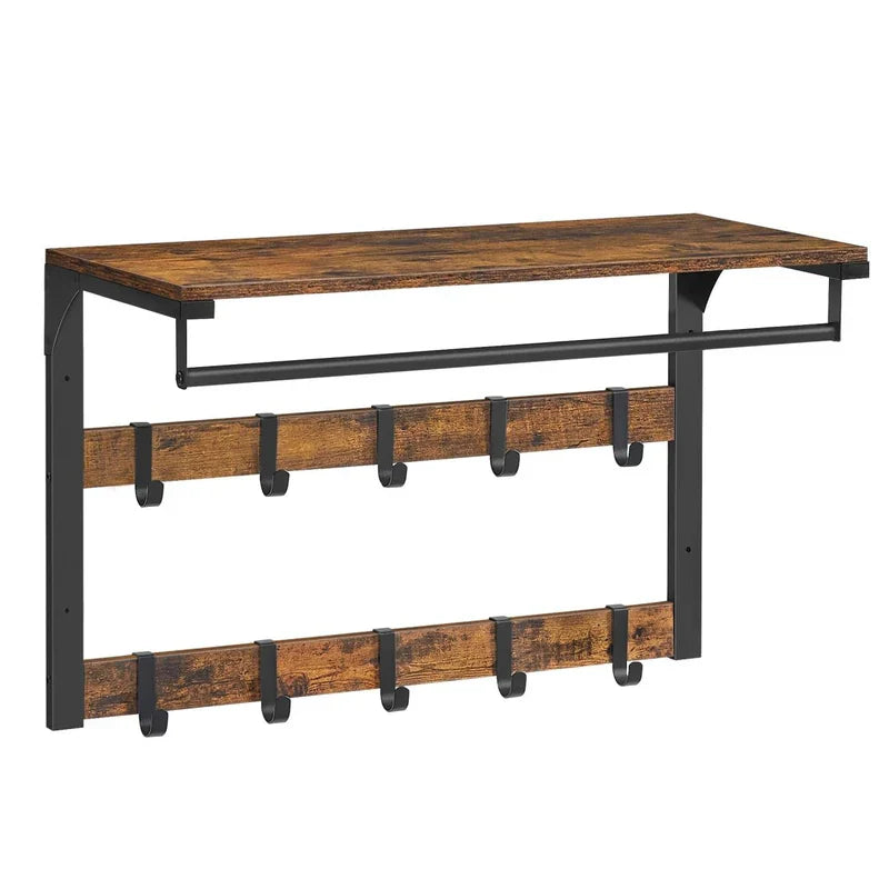 Stylish Wall-Mounted Coat Organizer with Shelving and Hooks