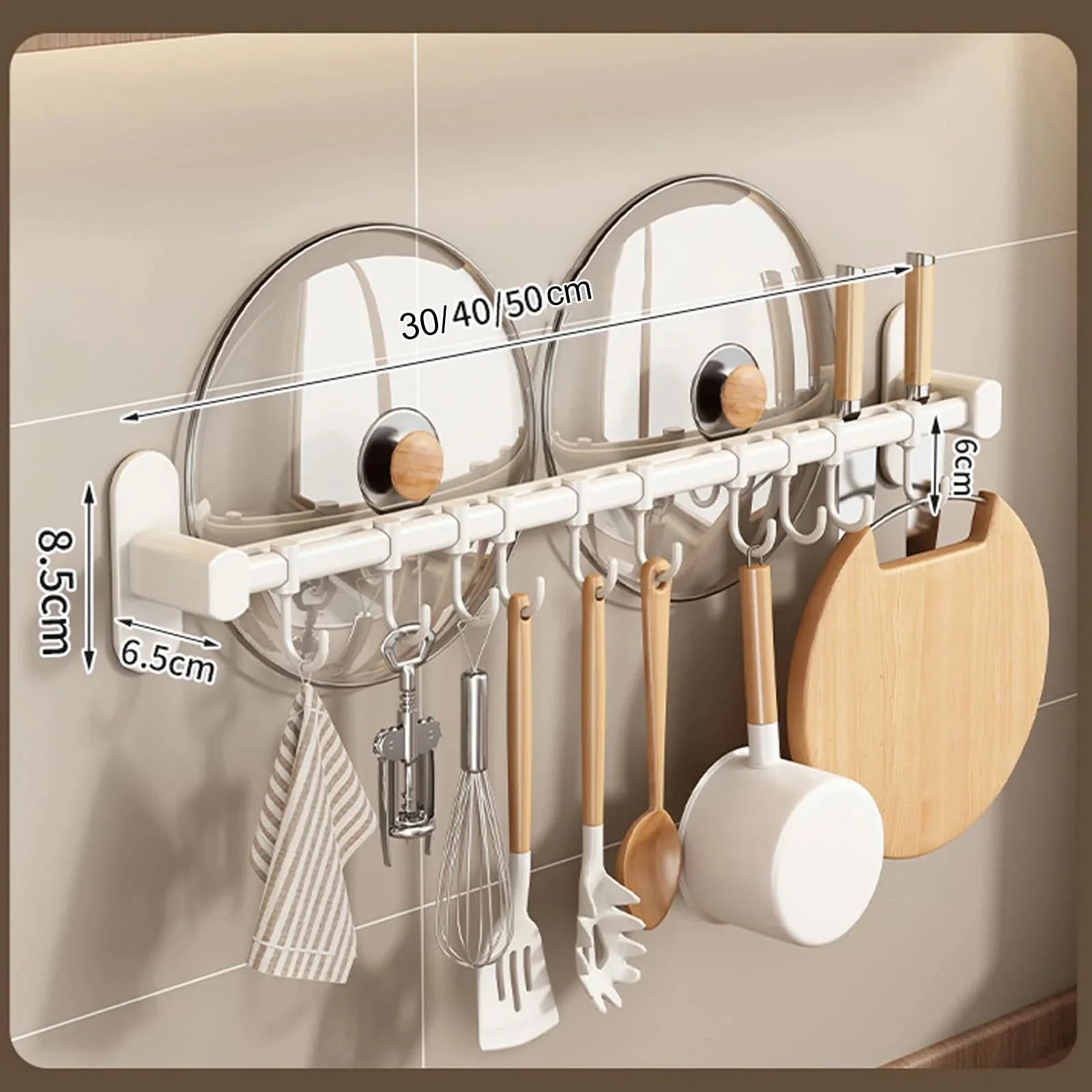Wall-Mounted Kitchen Hook Organizer