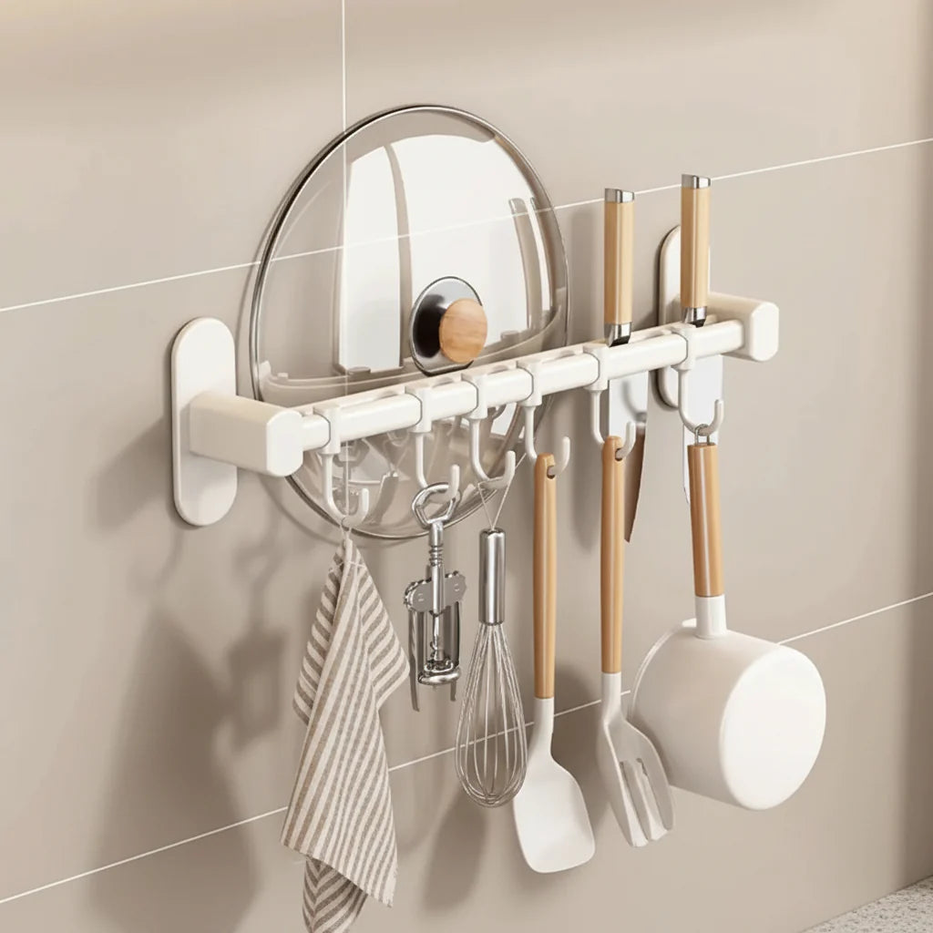 Wall-Mounted Kitchen Hook Organizer