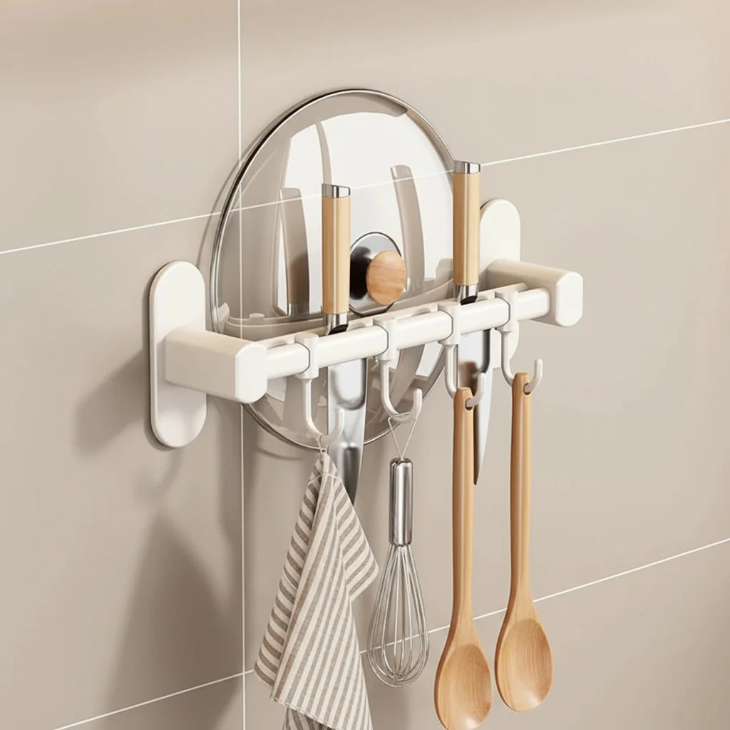 Wall-Mounted Kitchen Hook Organizer