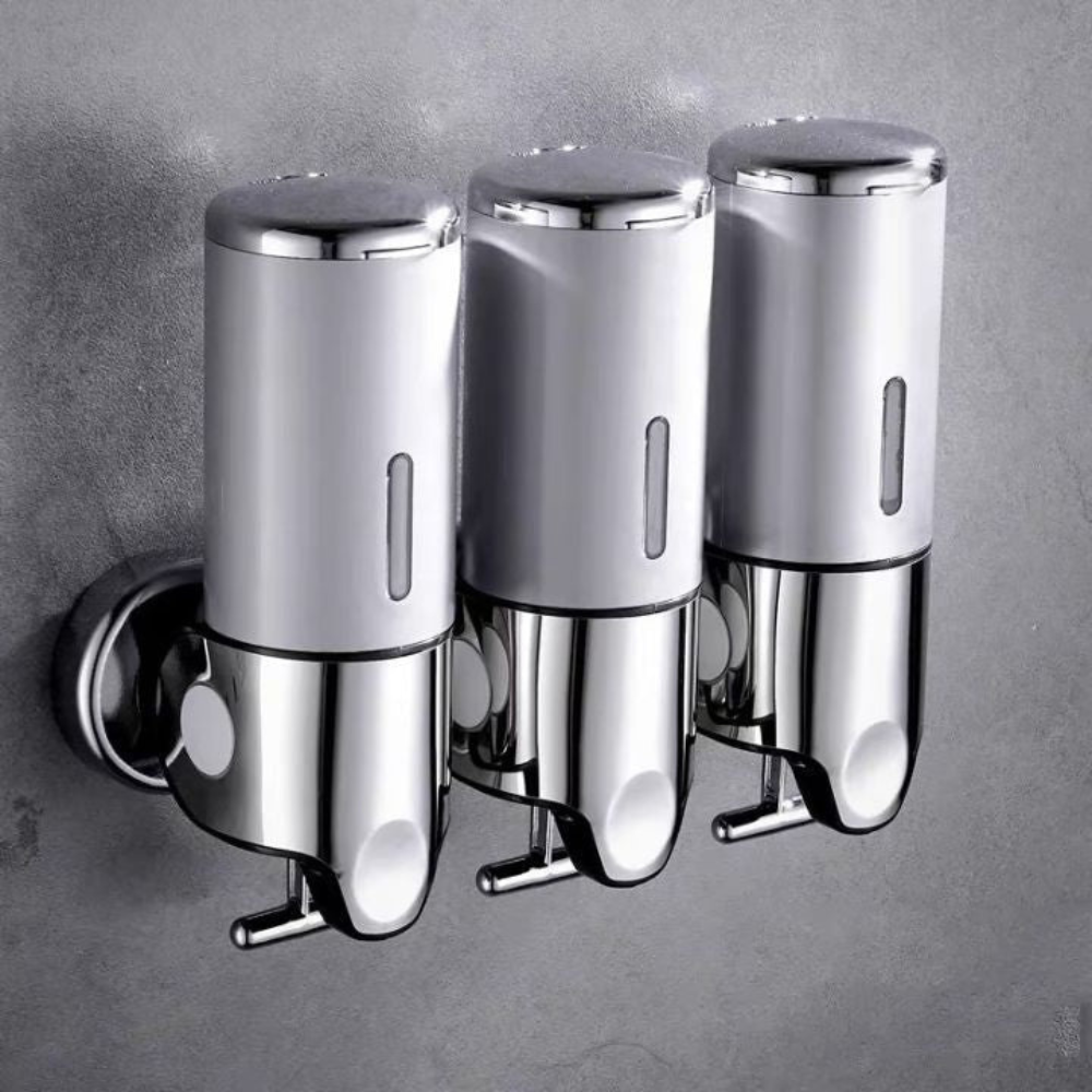 Stylish Wall-Mounted Dispenser Set for Soap and Shampoo