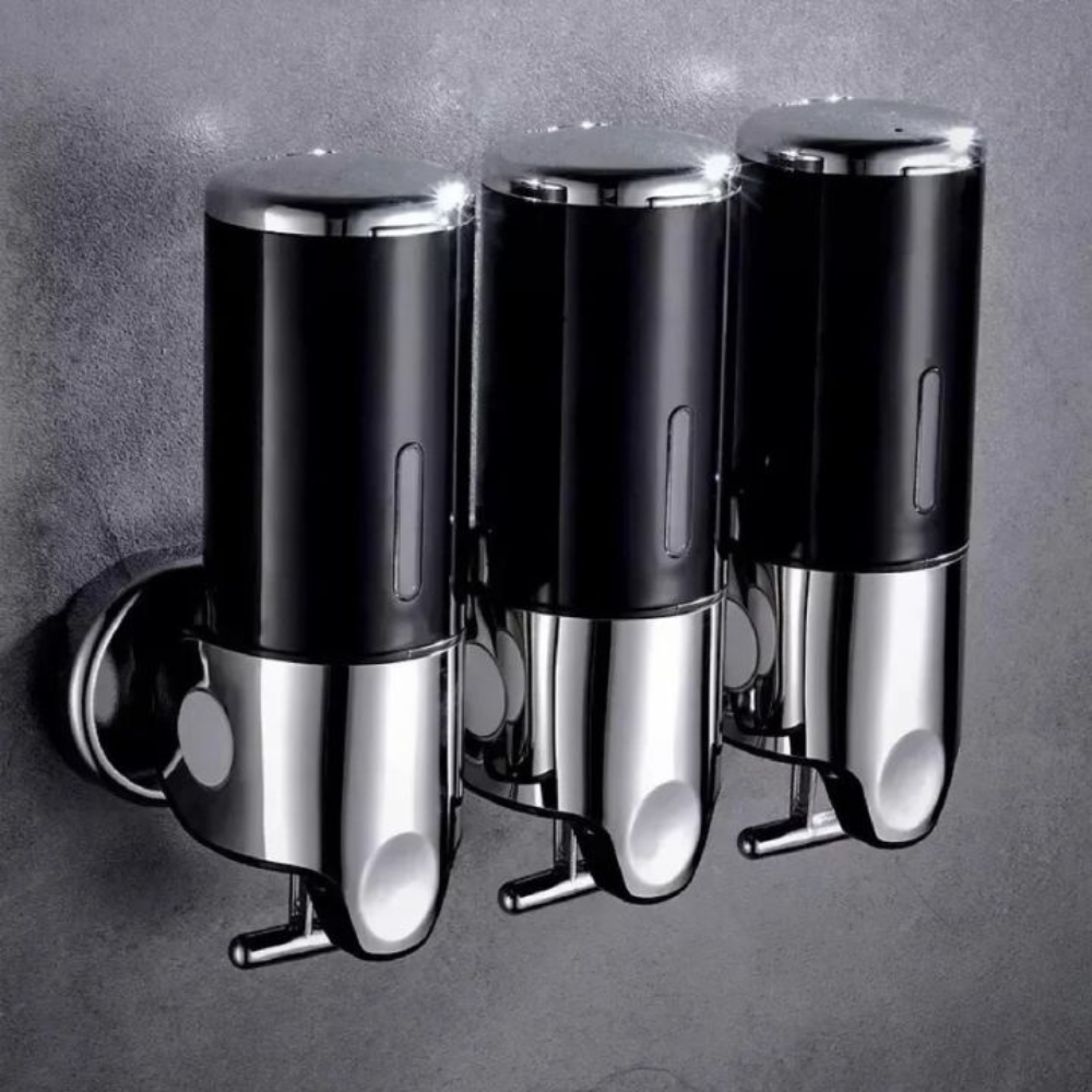 Stylish Wall-Mounted Dispenser Set for Soap and Shampoo