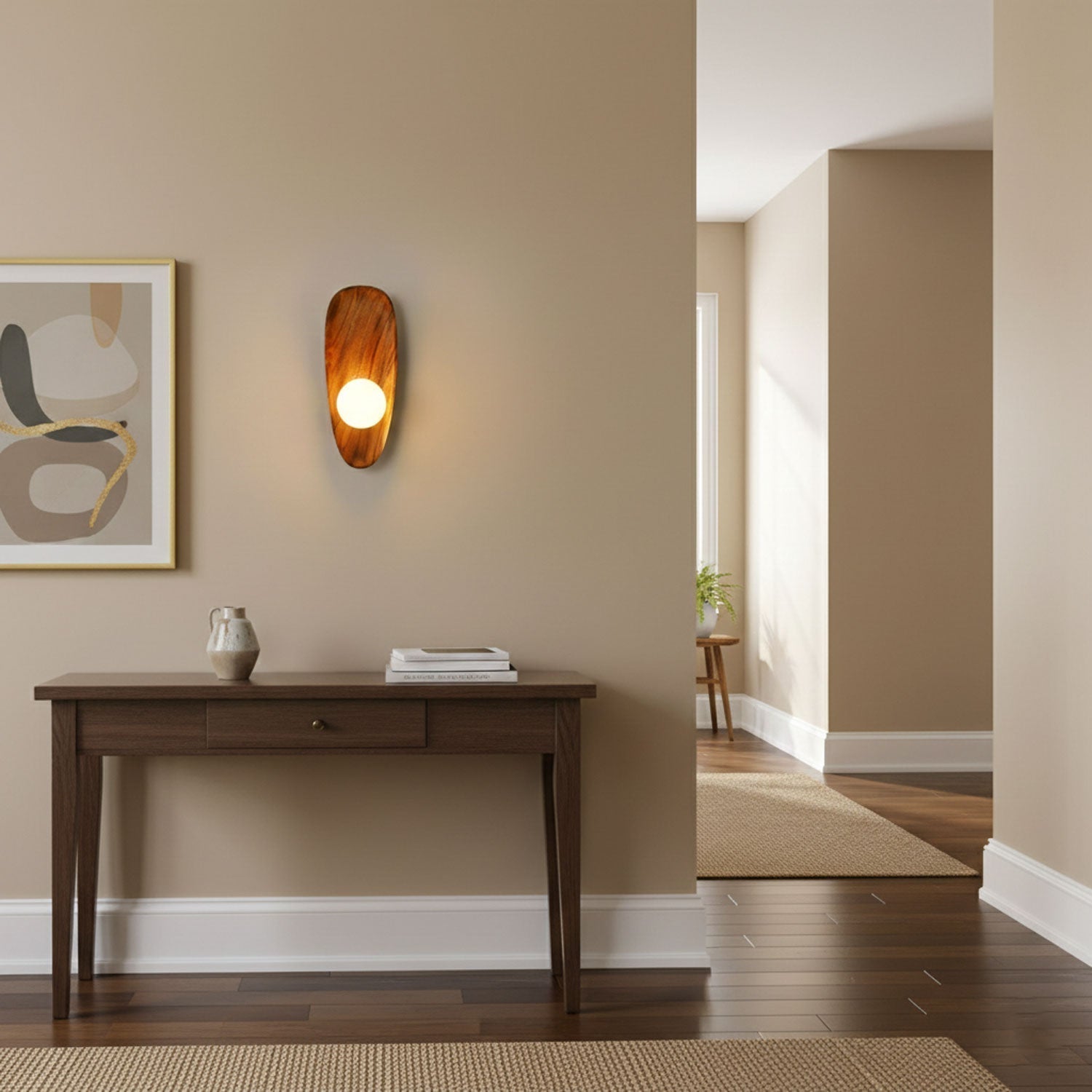 Elegant Indoor Wall Sconce with Wood and Glass Design