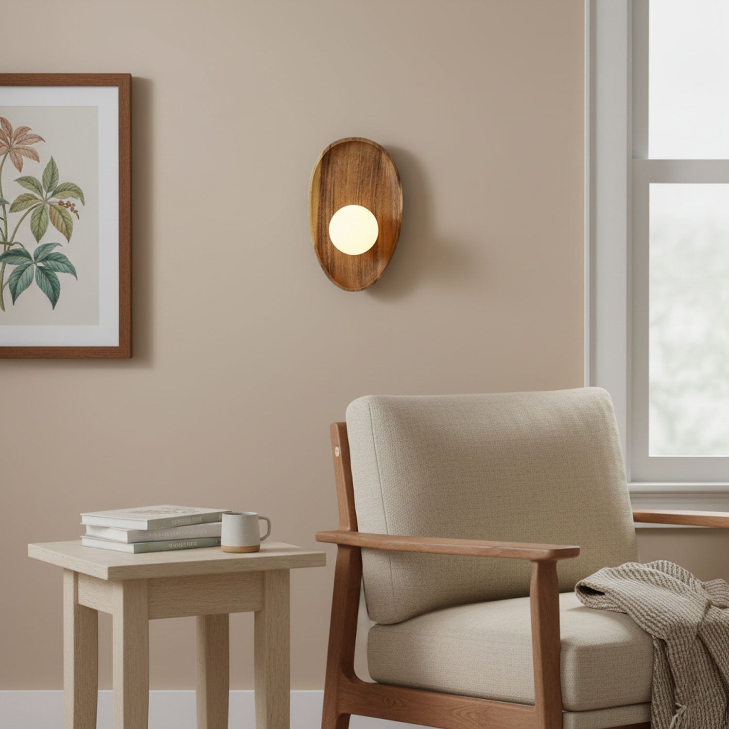 Elegant Indoor Wall Sconce with Wood and Glass Design