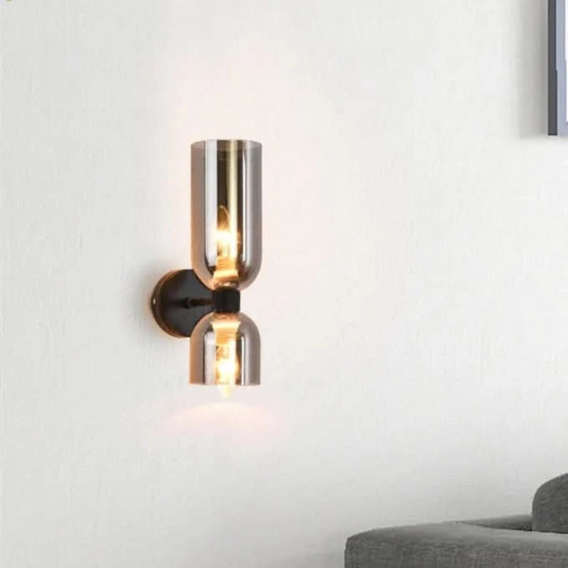 Elegant Dual-Head Wall Light with Glass Shades