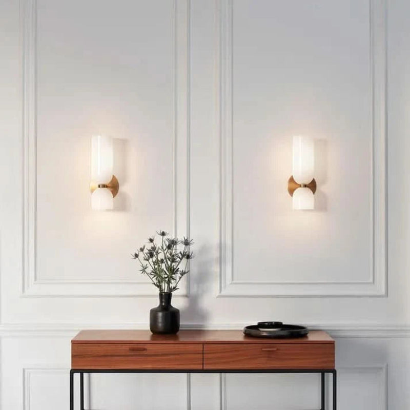 Elegant Dual-Head Wall Light with Glass Shades