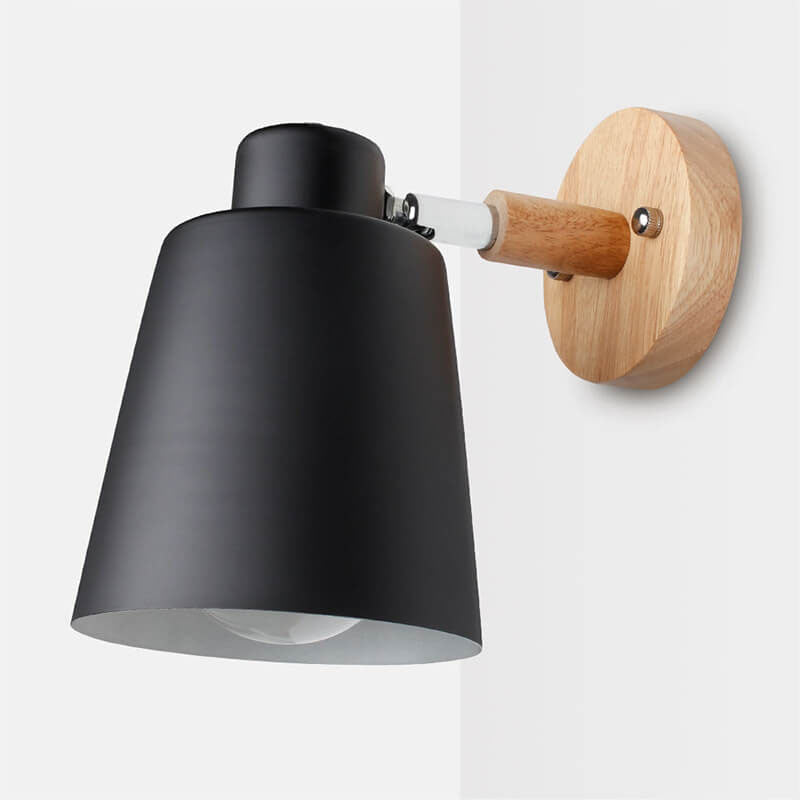 Elegant Indoor Wall Light with Iron and Wood Design