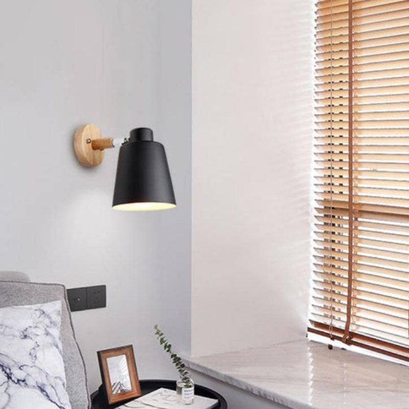 Elegant Indoor Wall Light with Iron and Wood Design