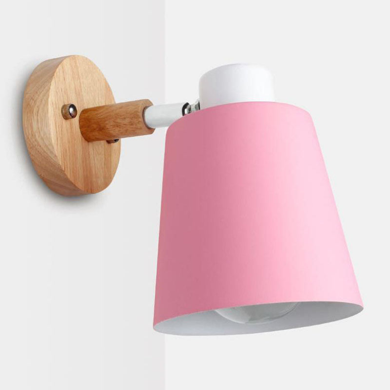 Elegant Indoor Wall Light with Iron and Wood Design