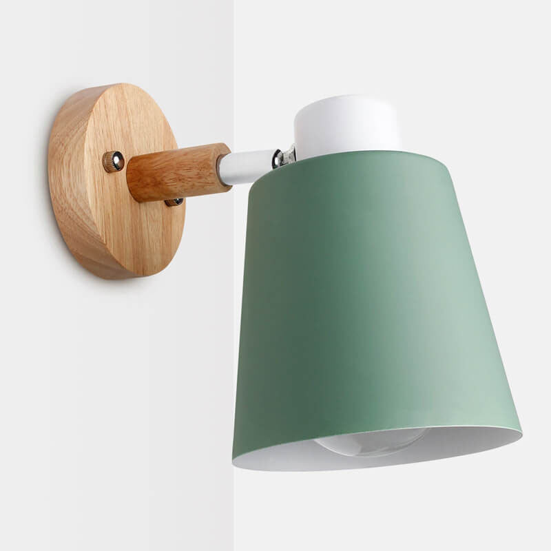 Elegant Indoor Wall Light with Iron and Wood Design