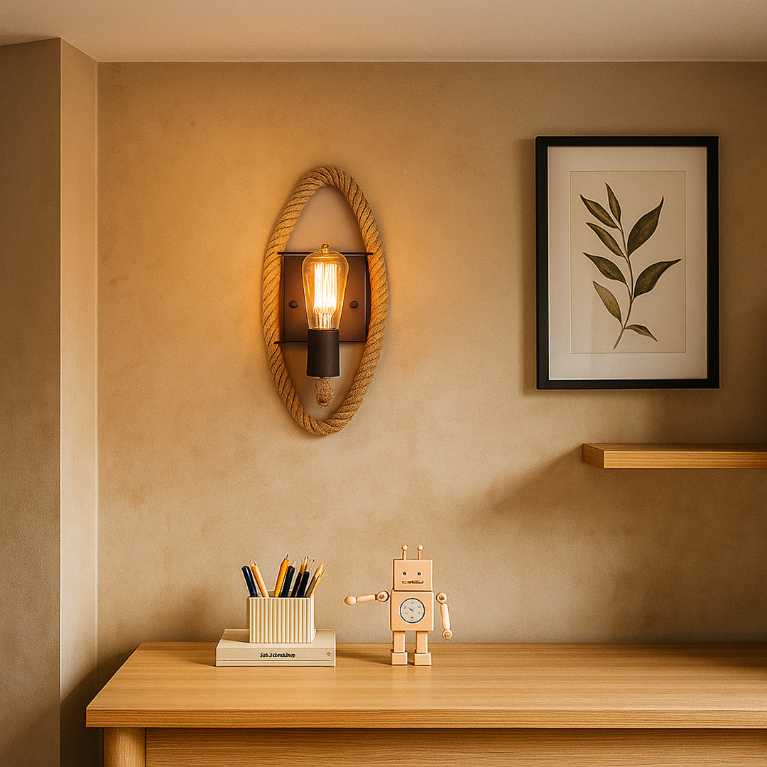 Artisan Rope-Wrapped Wall Light Fixture - E27 Compatible